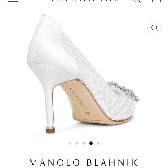 Manolo Blahnik Hangisi 90 Crystal Lace Bridal Wedding Pump Heels - Picture 11 of 15